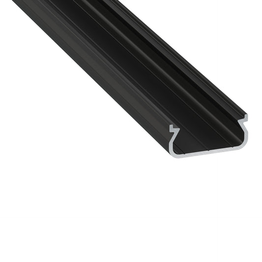 Perfíl Aluminio KIMERA-ORRE Anodizado Negro con Difusor Opal y Tapones 2,02M