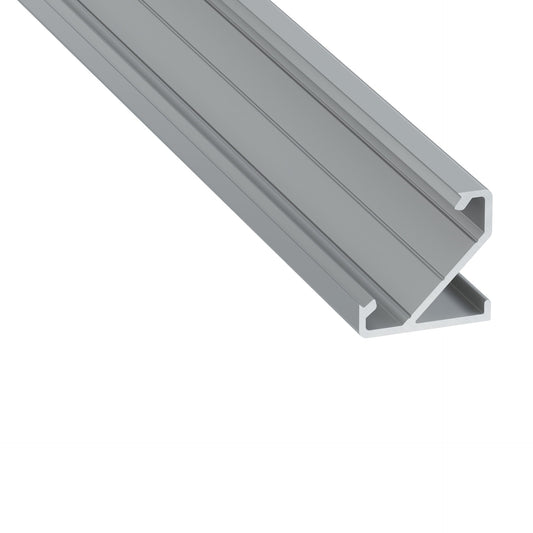 Perfíl Aluminio KIMERA-BARDE Anodizado Plata con Difusor Opal y Tapones 2,02M