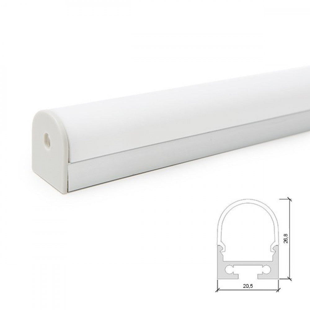Perfíl Aluminio Curvado para Tira LED Techo/Colgante Difusor Opal LLE-ALP027 x 2M