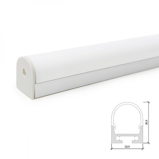 Perfíl Aluminio Curvado para Tira LED Techo/Colgante Difusor Opal LLE-ALP027 x 2M