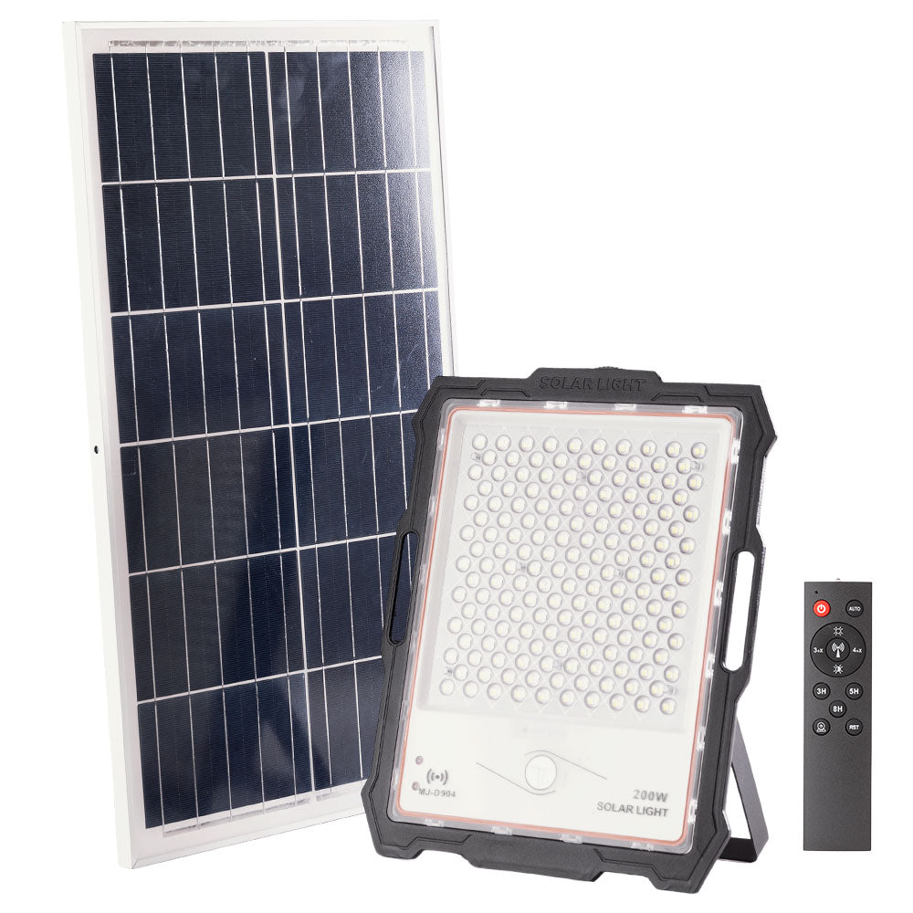 Proyector LED Solar 200W Sensor_Control Remoto Panel:5V 45W Batería: 3,3V 45.000Ma [LUM-MJ-DW904]