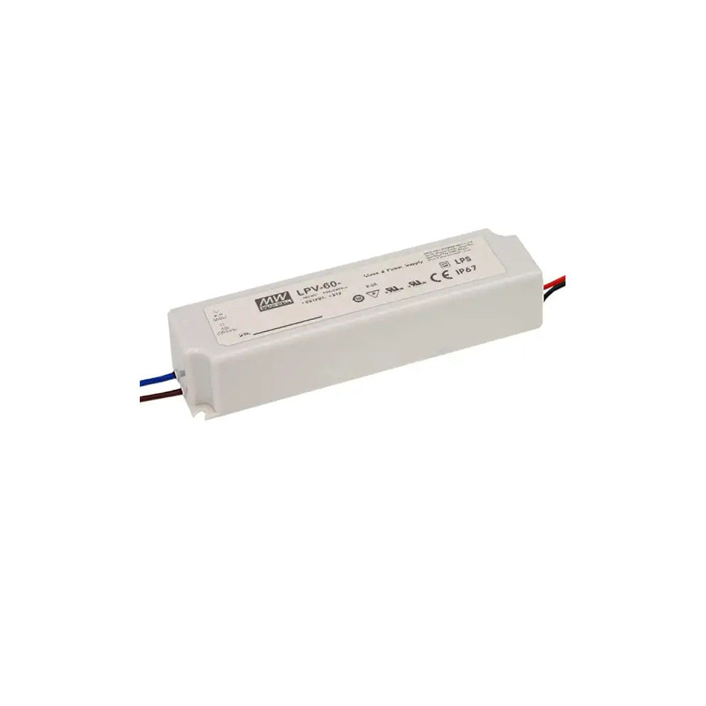 LPV-60-12 IP67 Transformador MEANWELL Entrada 90-264VAC Salida 12VDC 5A 60W Aislamiento 3000VAC