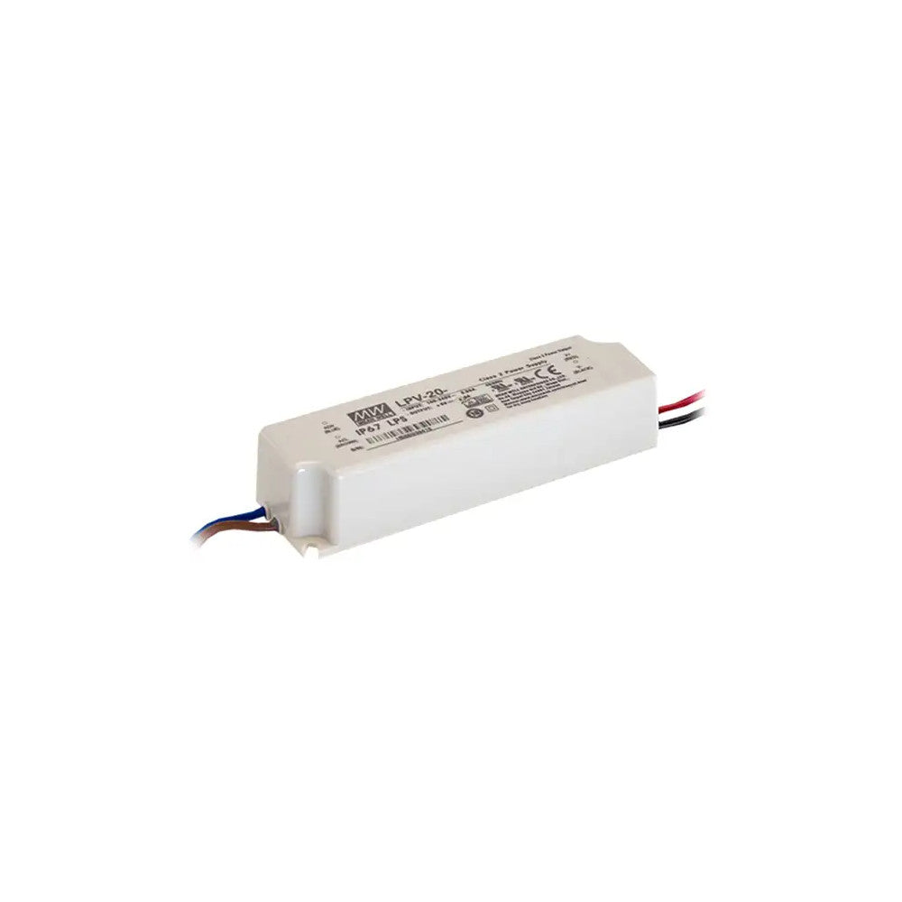 LPV-20-12 IP67 Transformador MEANWELL Entrada 90-264VAC Salida 12VDC 1,67A 20W Aislamiento 3000VAC