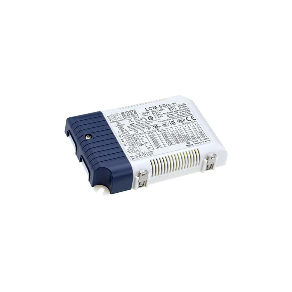 LCM-60BLE IP20 Led Driver MEANWELL Entrada 180-295VAC Salida 2-90VDC Corriente Constante 500-1400mA 60,3W CASAMBI/Push  Regulabl