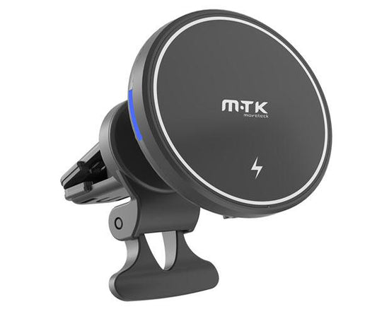 Cargador Inalámbrico QI / 15W / con soporte magnetico para rejilla aire coche / Te5019 / Negro / Mtk