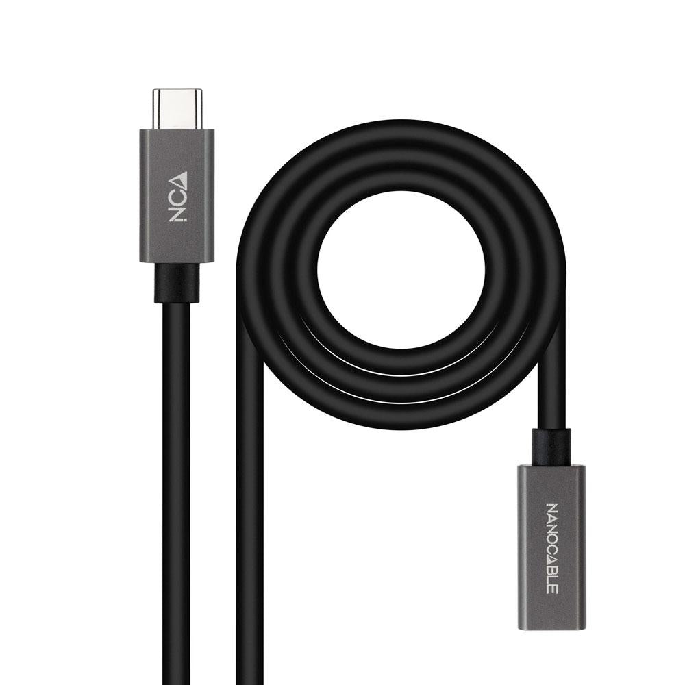 Cable prolongador Type-C  M/H / 1m / 3a / USB-C 3.2 Gen2 / 20Gbps / 4K/60Hz / Nanocable  10.01.4401
