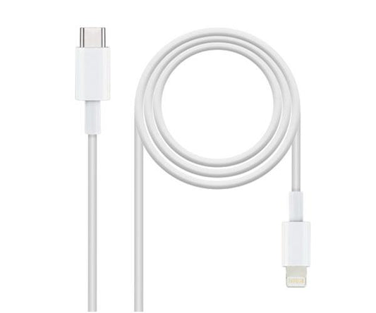 Cable datos Type-C a Lightning Iphone 5-12 / 1m / Blanco / Nanocable 10.10.0601