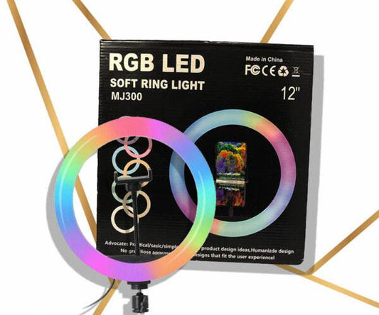 Anillo de led MJ300 RGB 30cm para Selfie, Tik Tok + Tripode 1m