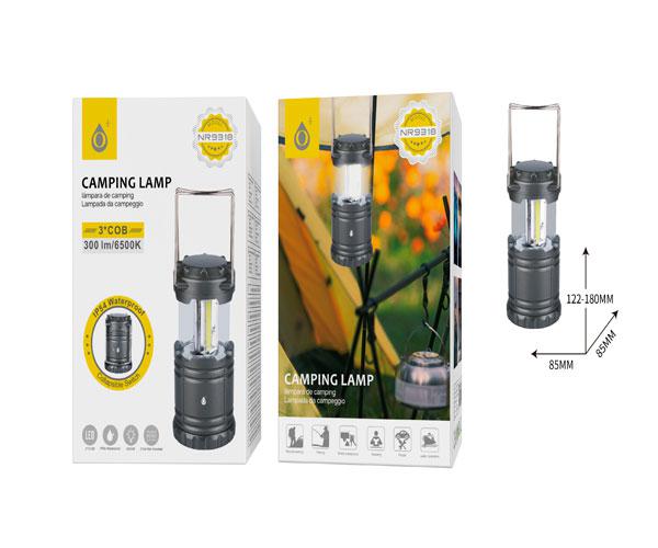 Linterna camping plegable NR9318 LED / 300 lumenes / IP54 / Resistente al agua / 4 horas uso / Gris / 2903189