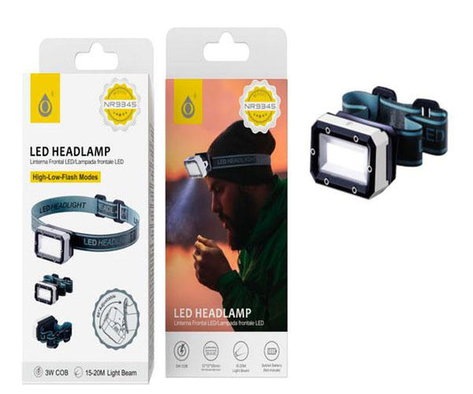 Linterna Frontal LED 3W NR9345  / 60º / 3 modos de luz / Bateria 3*AAA / Negro / 2903451