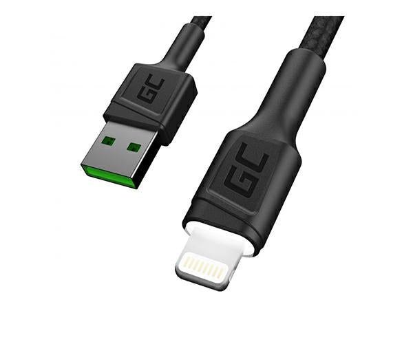 Cable datos USB 2.0 a Lightning Iphone 5-12 / 2m / 2.4a / Led Blanco / KABGC12 / Greencell
