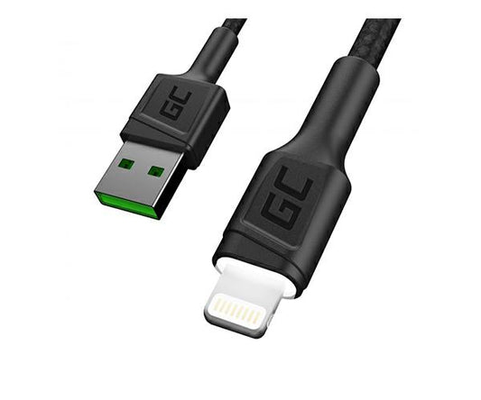 Cable datos USB 2.0 a Lightning Iphone 5-12 / 2m / 2.4a / Led Blanco / KABGC12 / Greencell