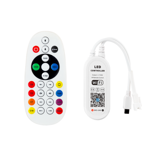 Controlador LED RGB Tuya App + Control Remoto 12-24VDC IP20