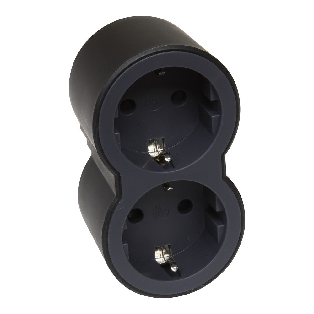 LEGRAND-Adaptador Doble 2X2P+T de Entrada Frontal. Color Negro [SON-694517]