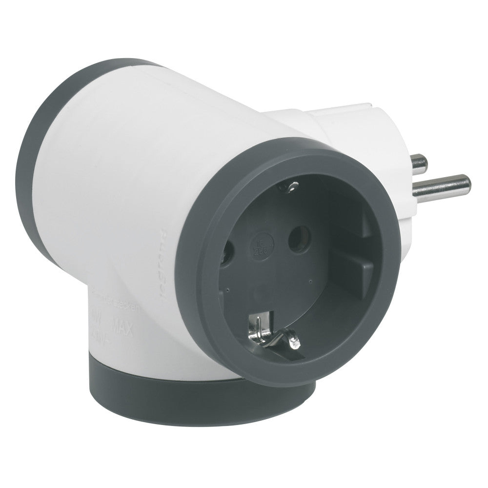 LEGRAND-Adaptador Triple 3X2P+T de Entrada Lateral. Color Blanco y Negro [SON-694520]