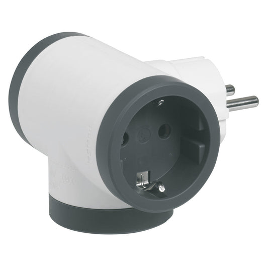 LEGRAND-Adaptador Triple 3X2P+T de Entrada Lateral. Color Blanco y Negro [SON-694520]