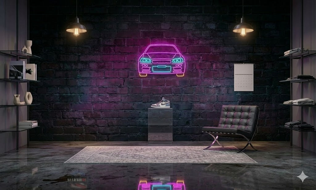 Letrero Luminoso de Neón LED, Diseño inspirado en coches clasicos