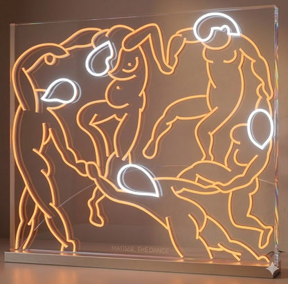 Obras de arte en neon metacrilato y neón led La Danza de Matisse con medidas aproximadamente 60x60cm alimentación 12v