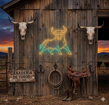 Letrero Luminoso de Neón LED, Diseño inspirado en la potencia y el espíritu indomable del Toro