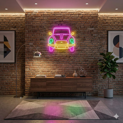 Letrero Luminoso de Neón LED - Silueta de Coche Deportivo Clásico / Estilo Años 90".