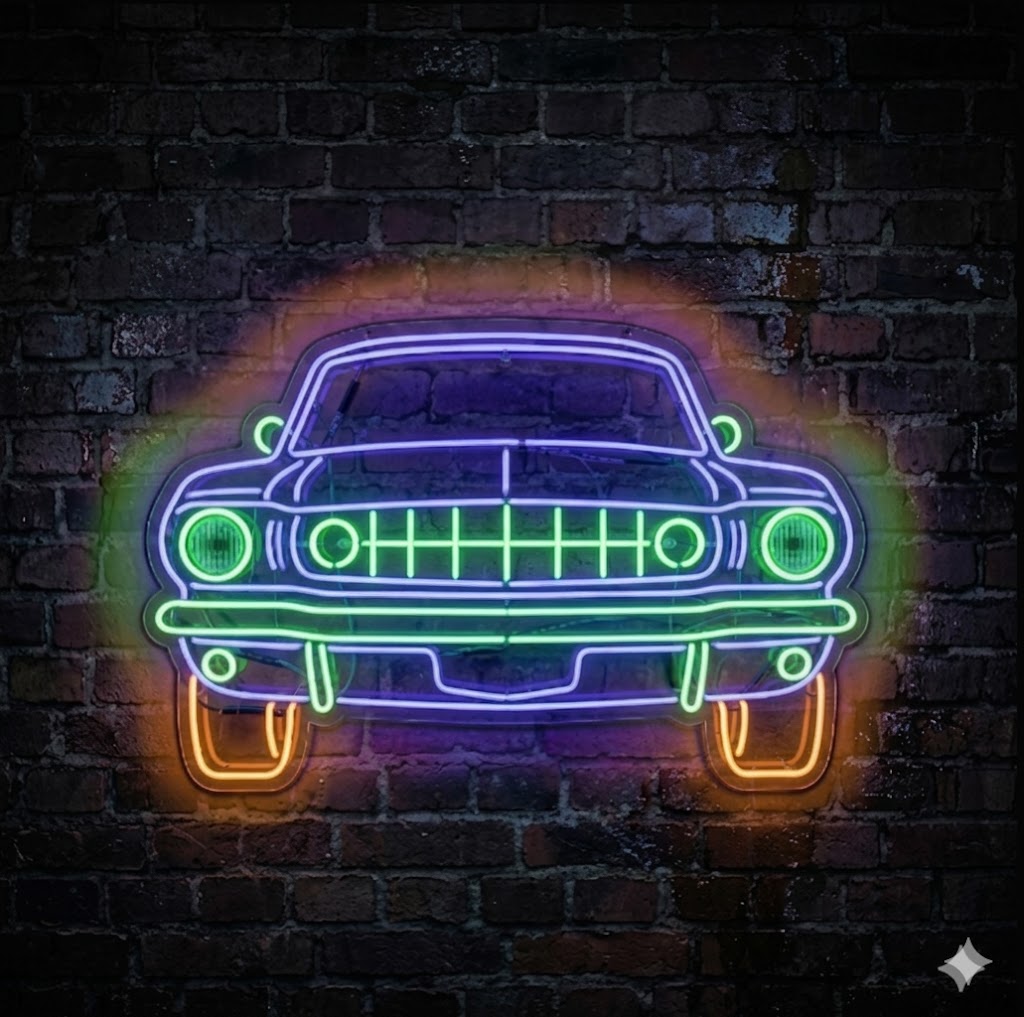 Letrero Luminoso de Neón LED, Diseño inspirado en coches clasicos