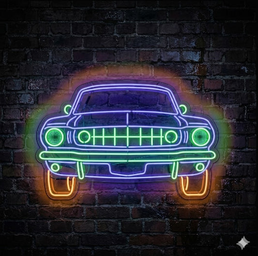 Letrero Luminoso de Neón LED, Diseño inspirado en coches clasicos