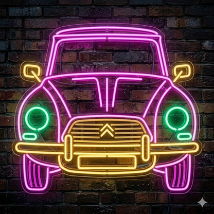 Letrero Luminoso de Neón LED - Silueta de Coche Deportivo Clásico / Estilo Años 90".