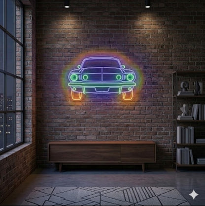 Letrero Luminoso de Neón LED, Diseño inspirado en coches clasicos