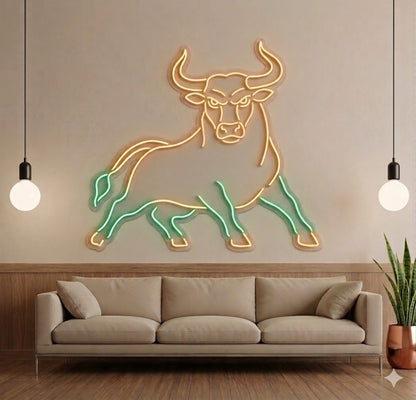Letrero Luminoso de Neón LED, Diseño inspirado en la potencia y el espíritu indomable del Toro