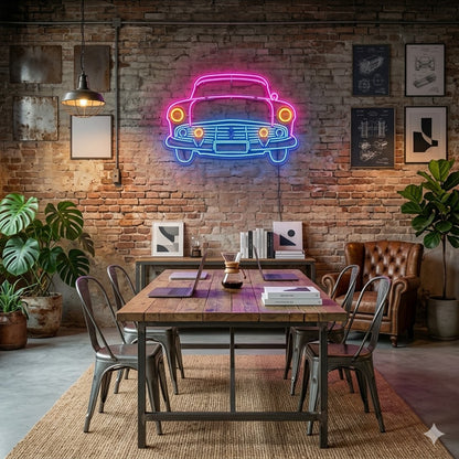 Letrero Luminoso de Neón LED - Silueta de Coche Deportivo Clásico