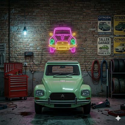 Letrero Luminoso de Neón LED - Silueta de Coche Deportivo Clásico / Estilo Años 90".